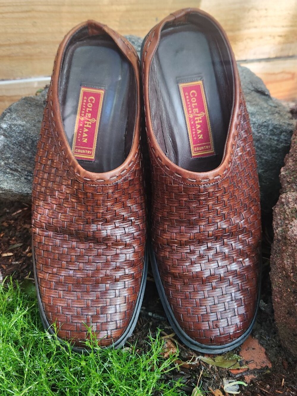 Cole Haan | Crafted in Italy Brown Country Woven Mule Loafers Clogs 9.5B